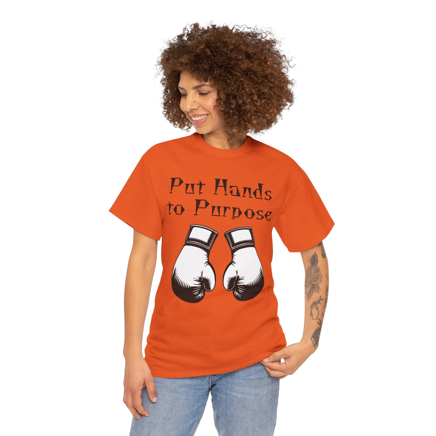 Boxing Tee, "Put Hands to Purpose" Unisex Heavy Cotton Shirt,