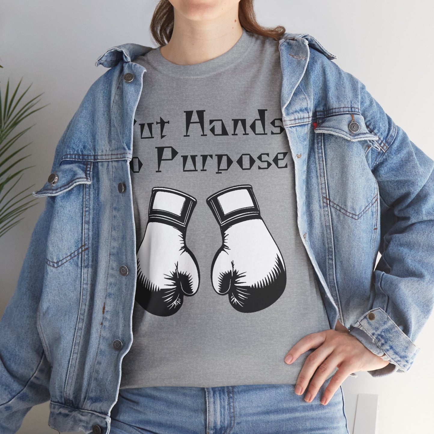 Boxing Tee, "Put Hands to Purpose" Unisex Heavy Cotton Shirt,