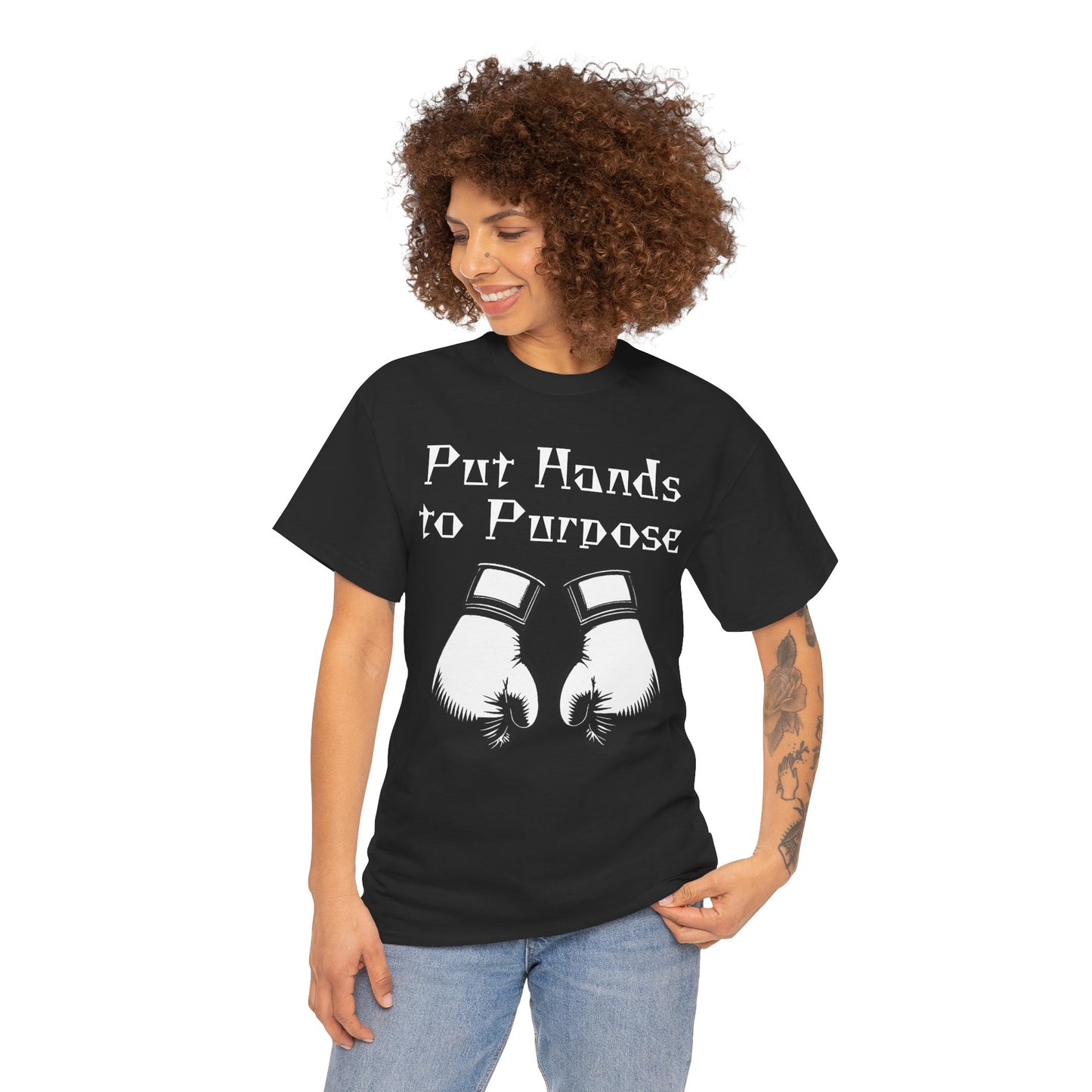 Boxing Tee, "Put Hands to Purpose" Unisex Heavy Cotton Shirt,