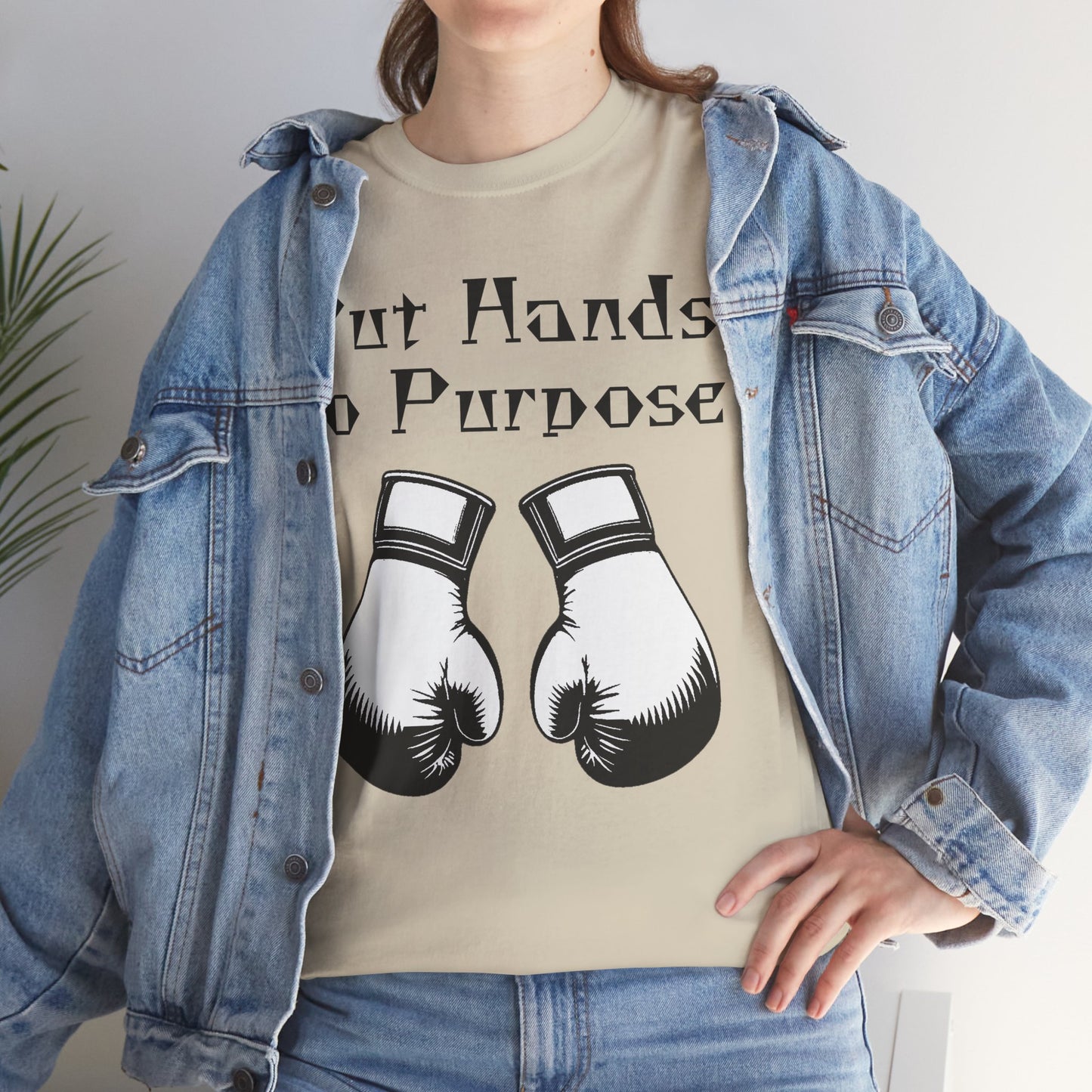 Boxing Tee, "Put Hands to Purpose" Unisex Heavy Cotton Shirt,