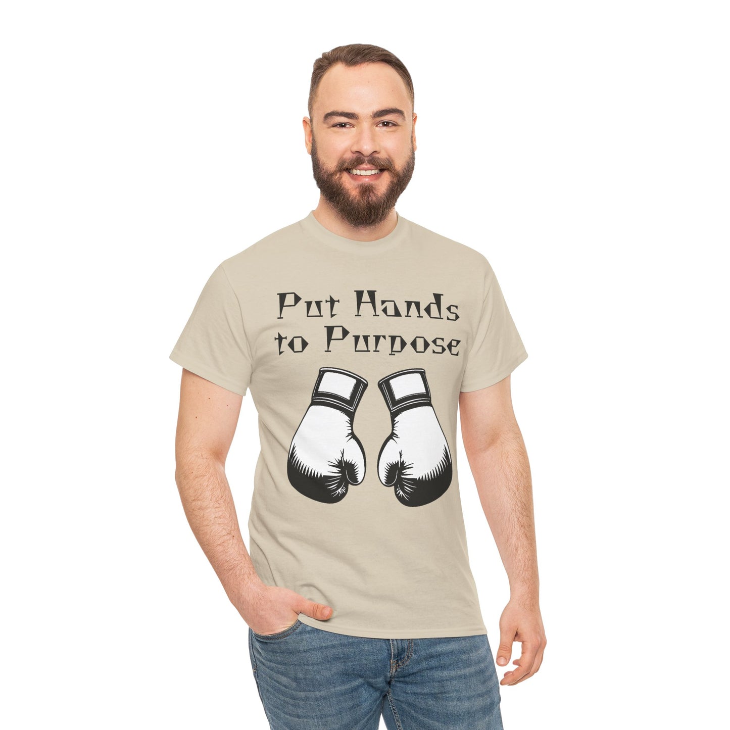 Boxing Tee, "Put Hands to Purpose" Unisex Heavy Cotton Shirt,