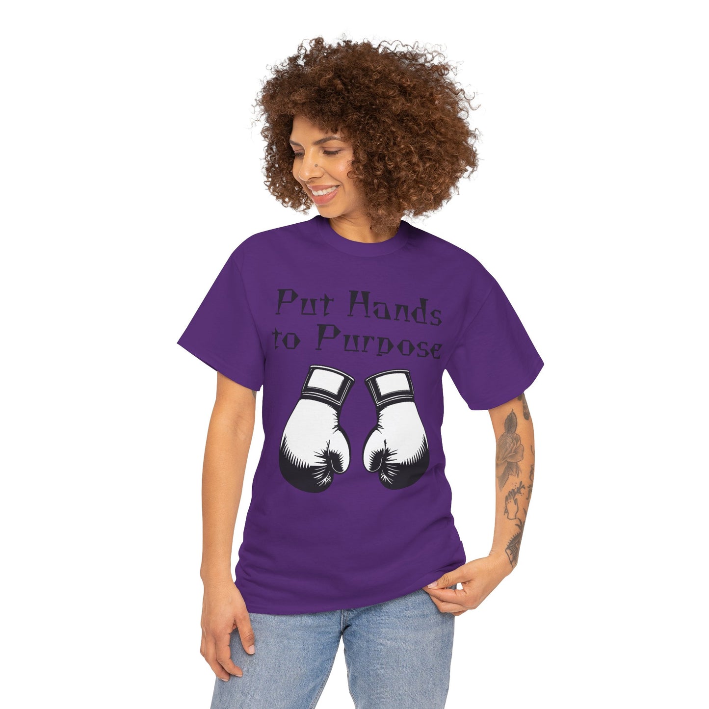 Boxing Tee, "Put Hands to Purpose" Unisex Heavy Cotton Shirt,
