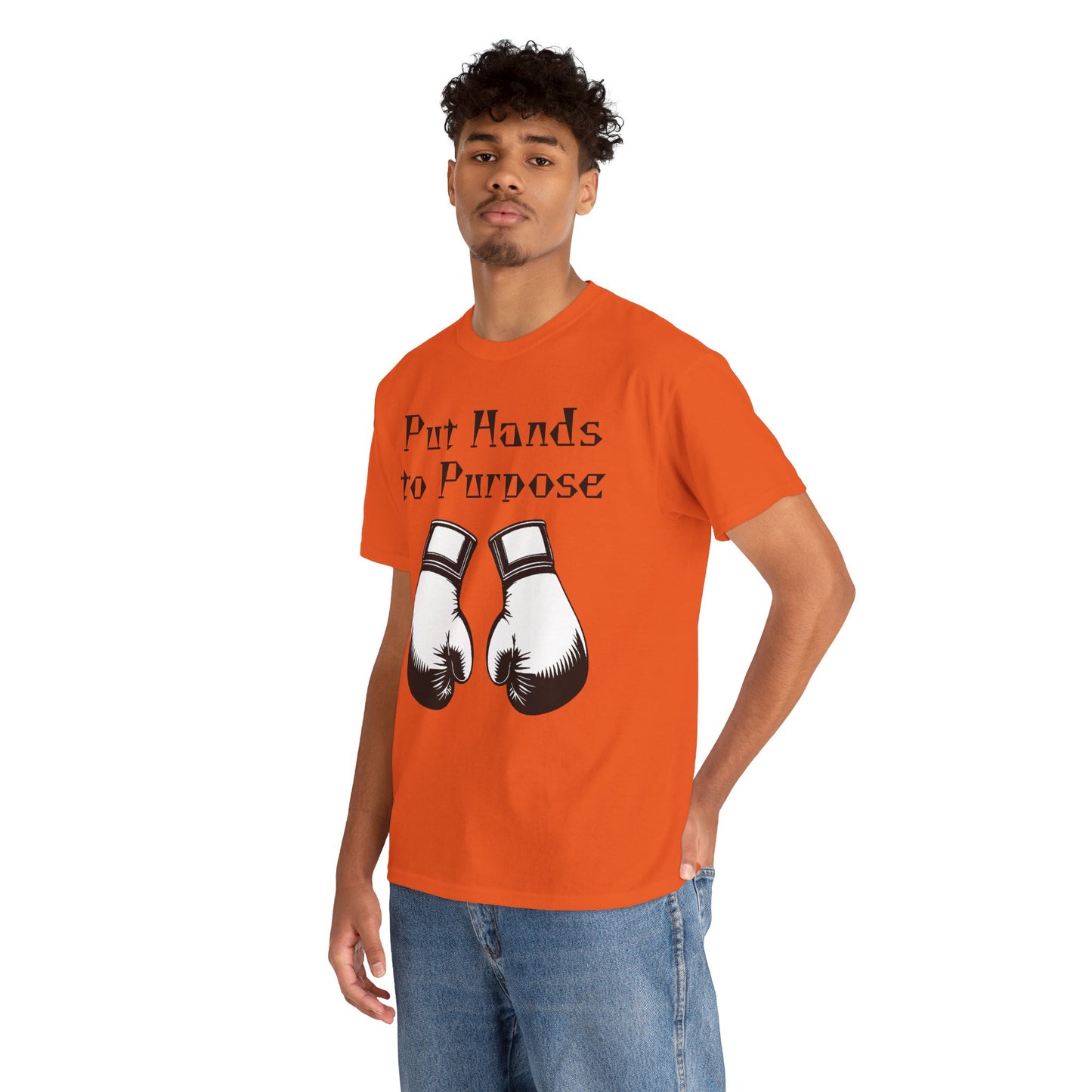 Boxing Tee, "Put Hands to Purpose" Unisex Heavy Cotton Shirt,