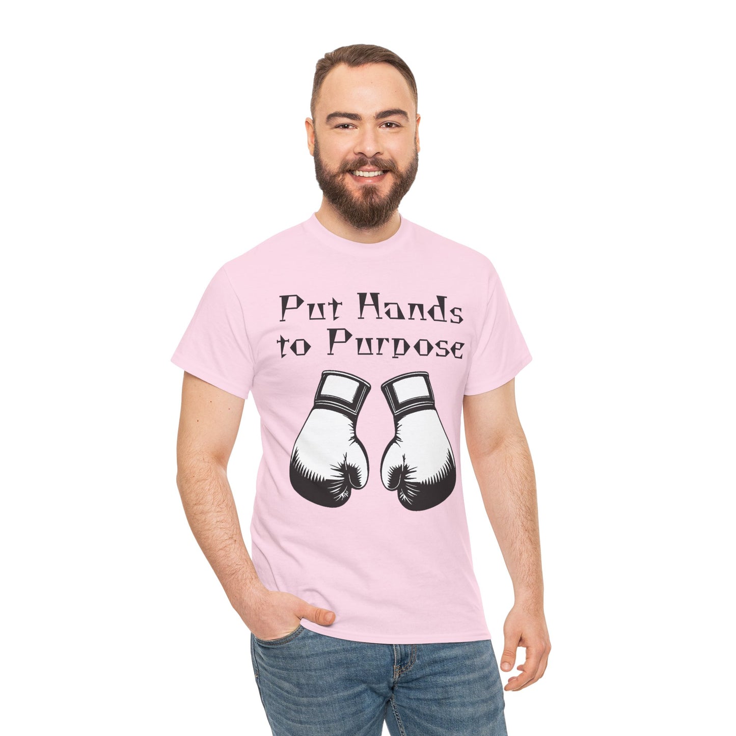 Boxing Tee, "Put Hands to Purpose" Unisex Heavy Cotton Shirt,
