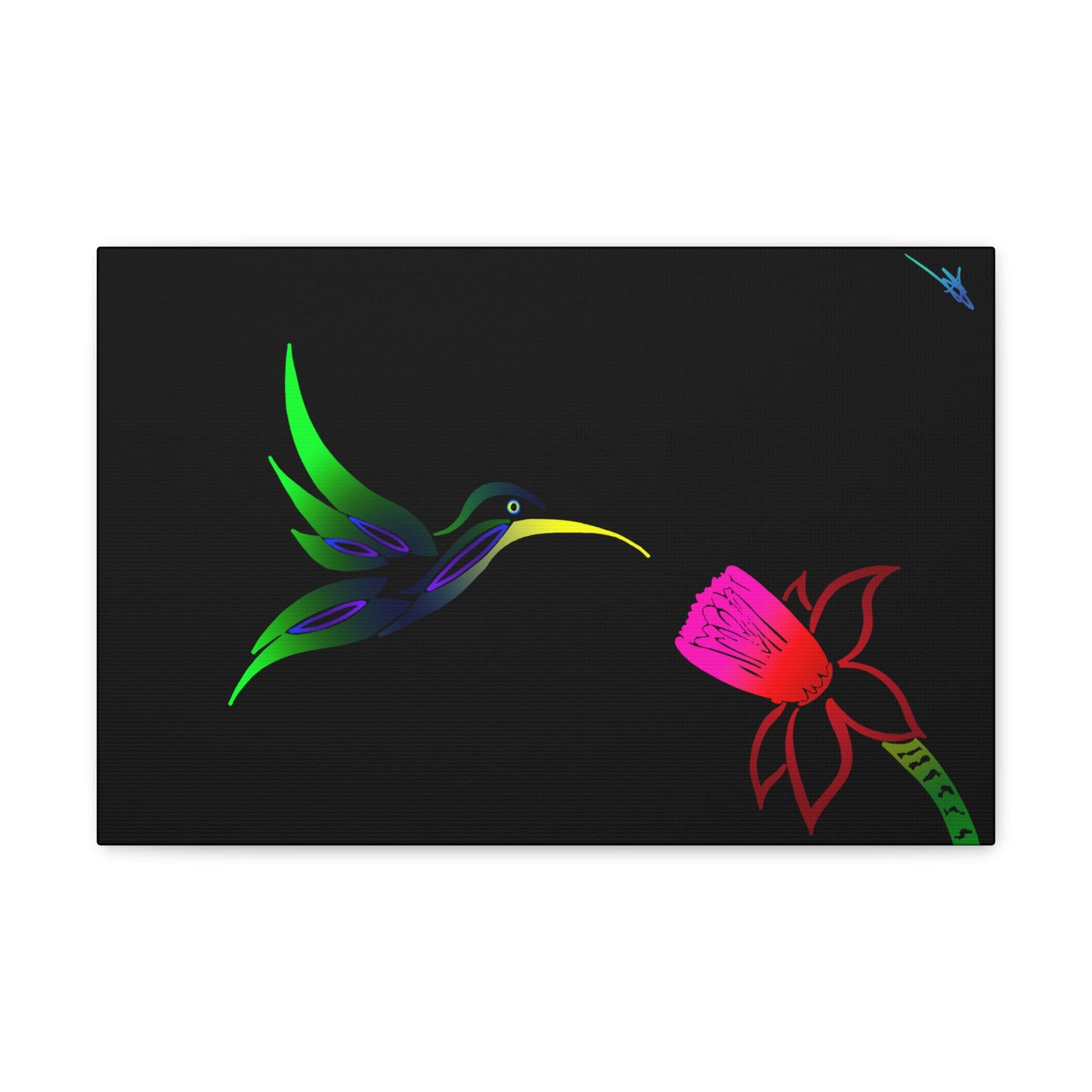 Canvas Wall Art - Humming Bird and Flower Design