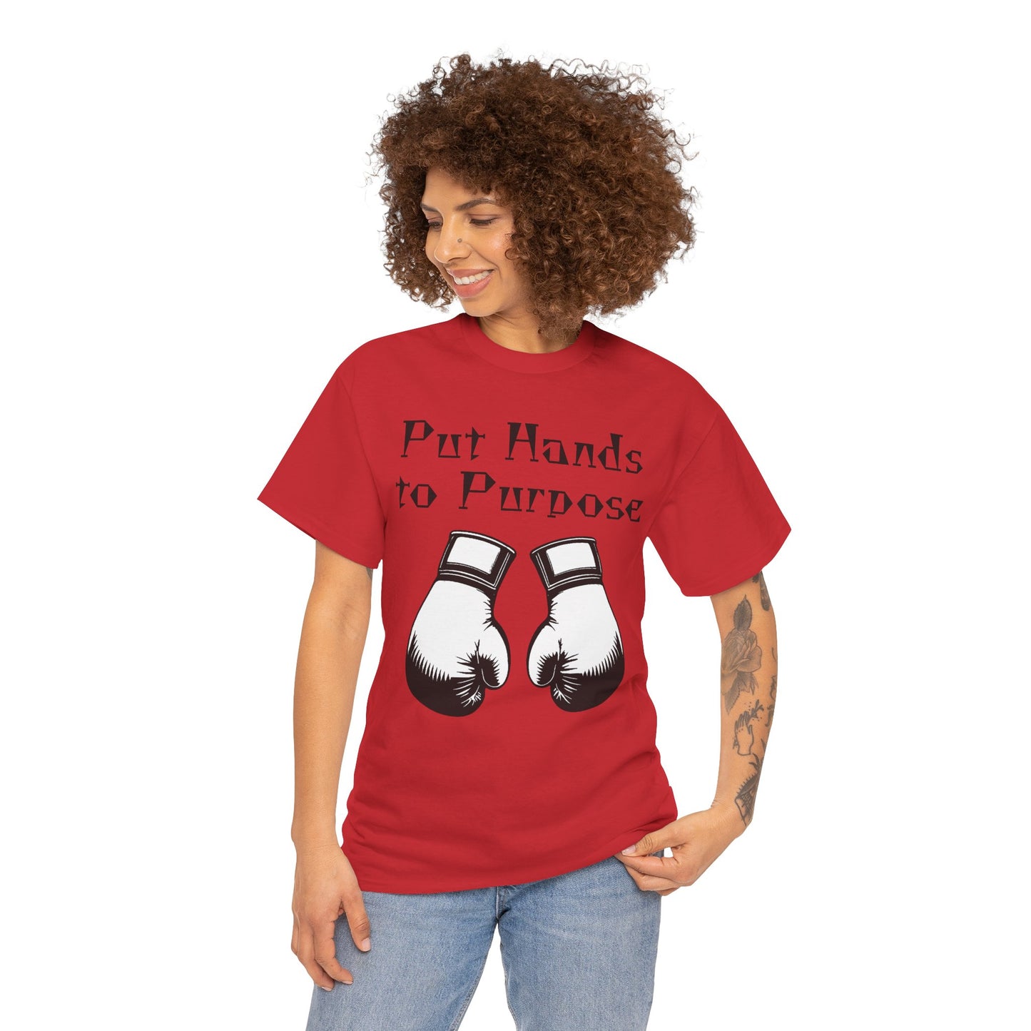 Boxing Tee, "Put Hands to Purpose" Unisex Heavy Cotton Shirt,