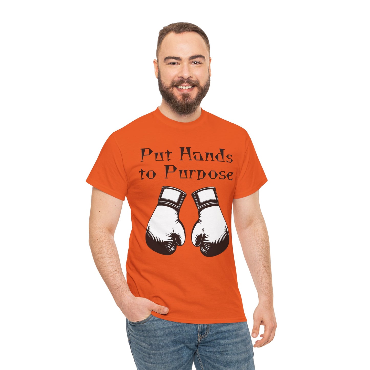 Boxing Tee, "Put Hands to Purpose" Unisex Heavy Cotton Shirt,