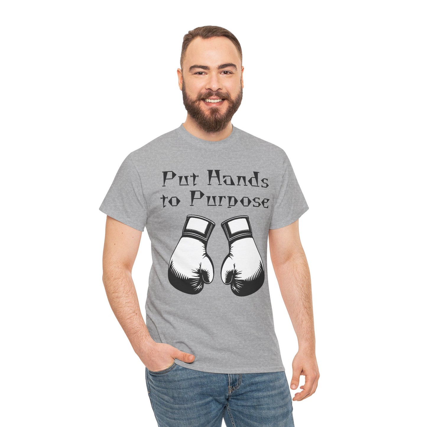 Boxing Tee, "Put Hands to Purpose" Unisex Heavy Cotton Shirt,