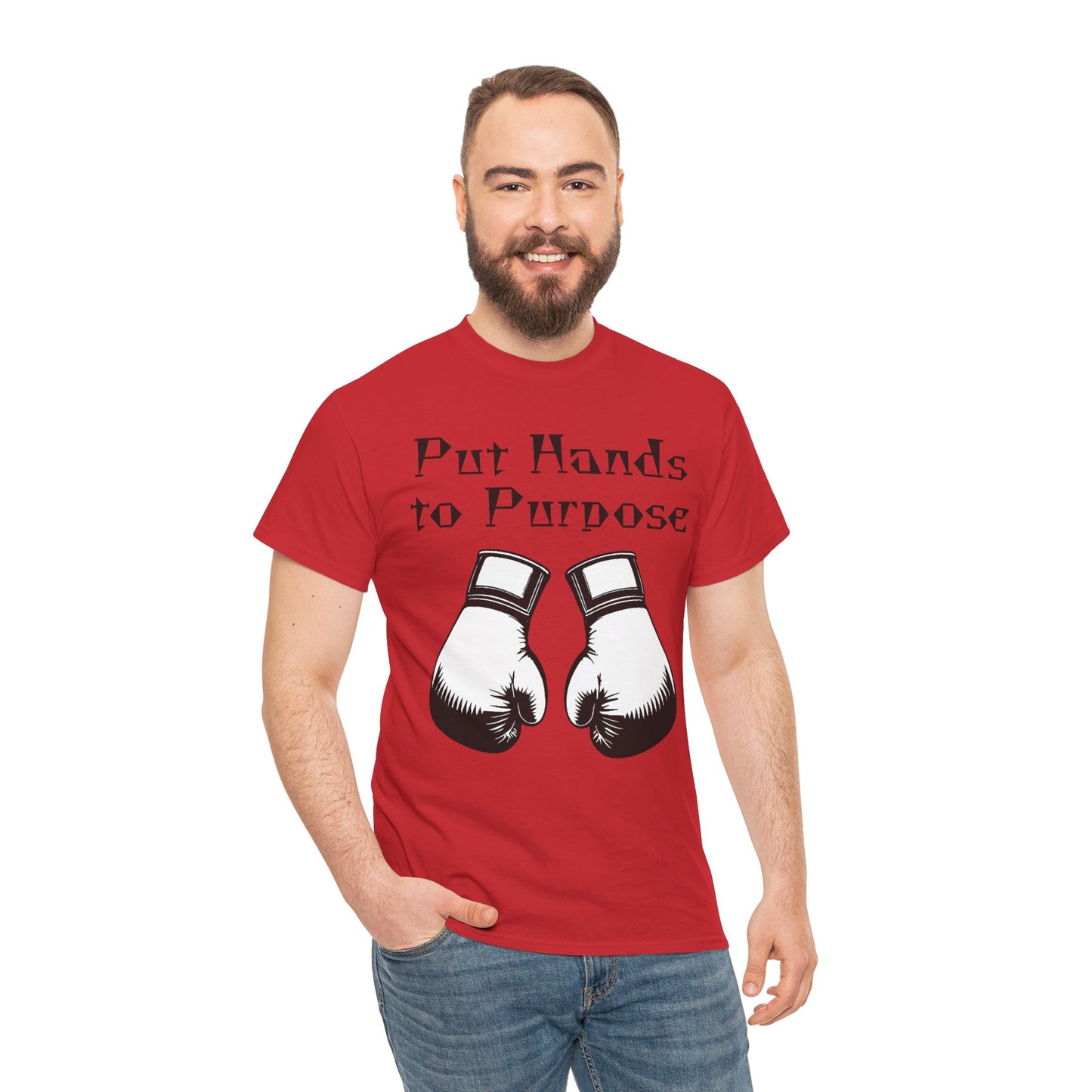 Boxing Tee, "Put Hands to Purpose" Unisex Heavy Cotton Shirt,