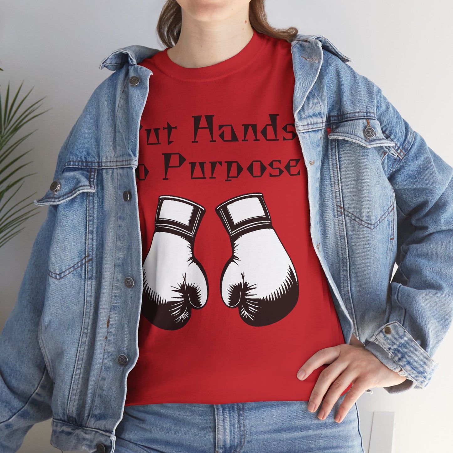 Boxing Tee, "Put Hands to Purpose" Unisex Heavy Cotton Shirt,
