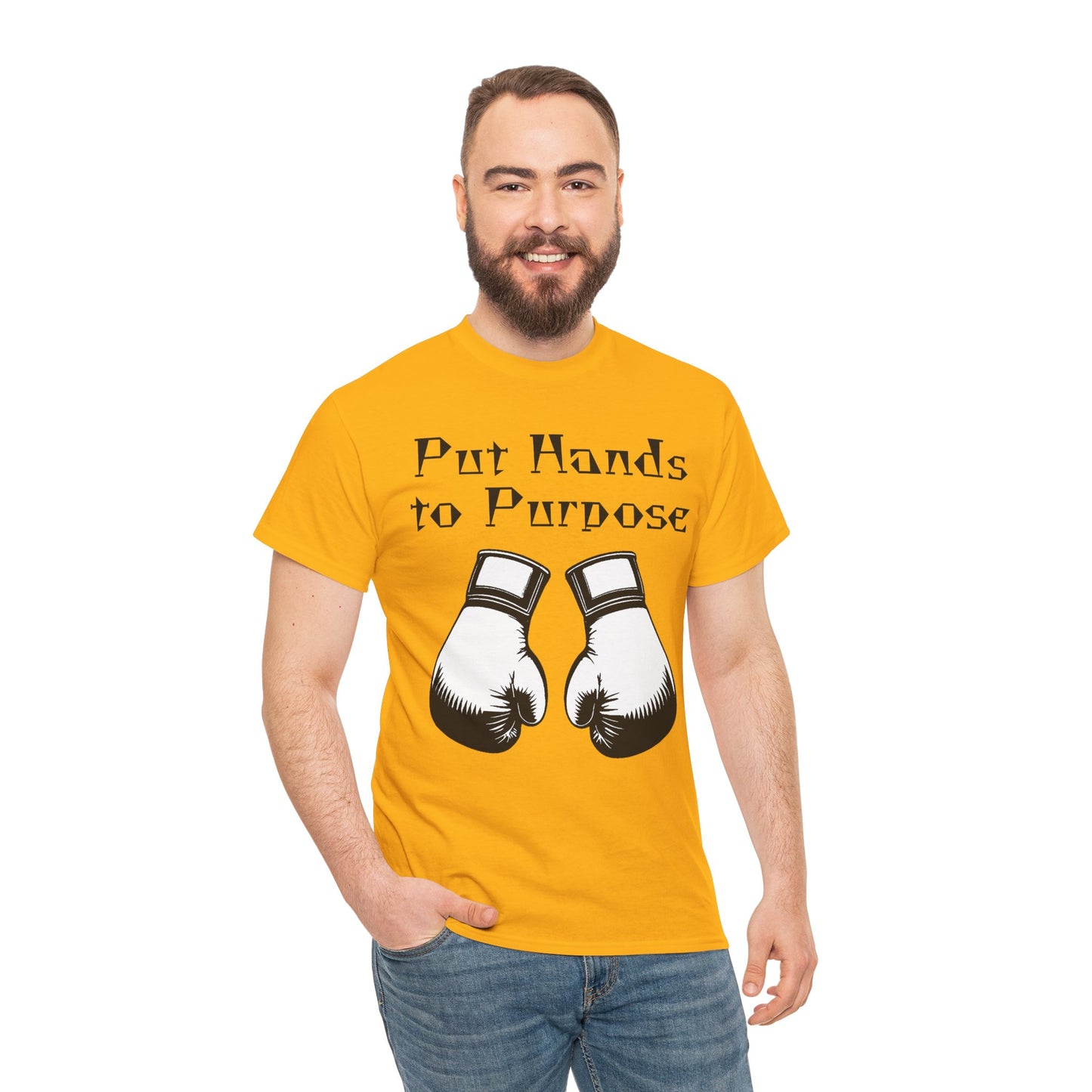 Boxing Tee, "Put Hands to Purpose" Unisex Heavy Cotton Shirt,