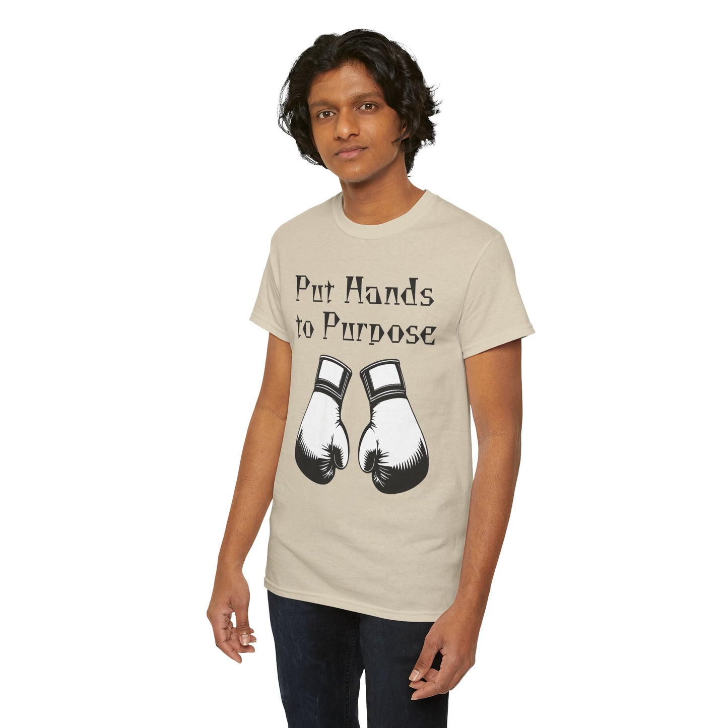 Boxing Tee, "Put Hands to Purpose" Unisex Heavy Cotton Shirt,