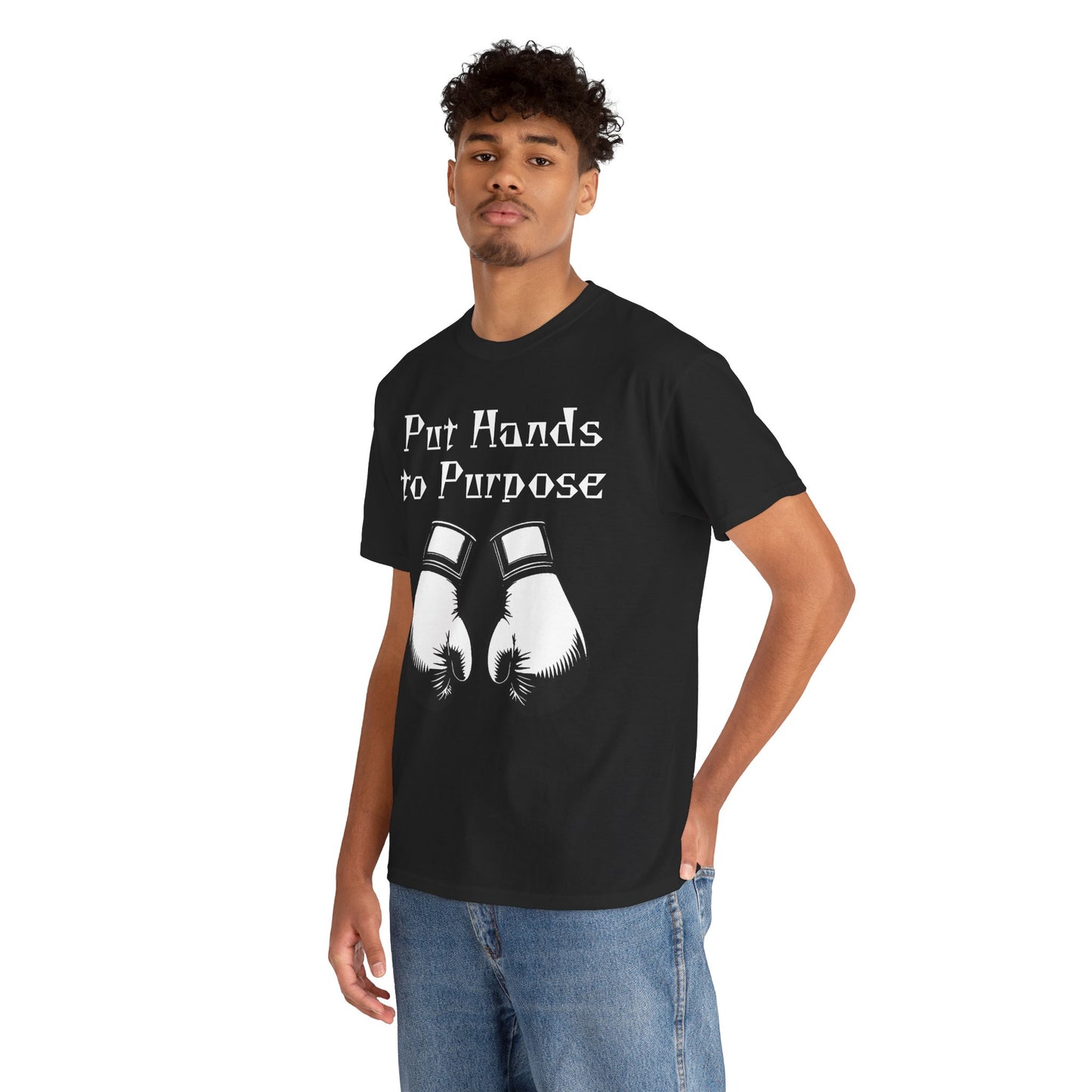 Boxing Tee, "Put Hands to Purpose" Unisex Heavy Cotton Shirt,