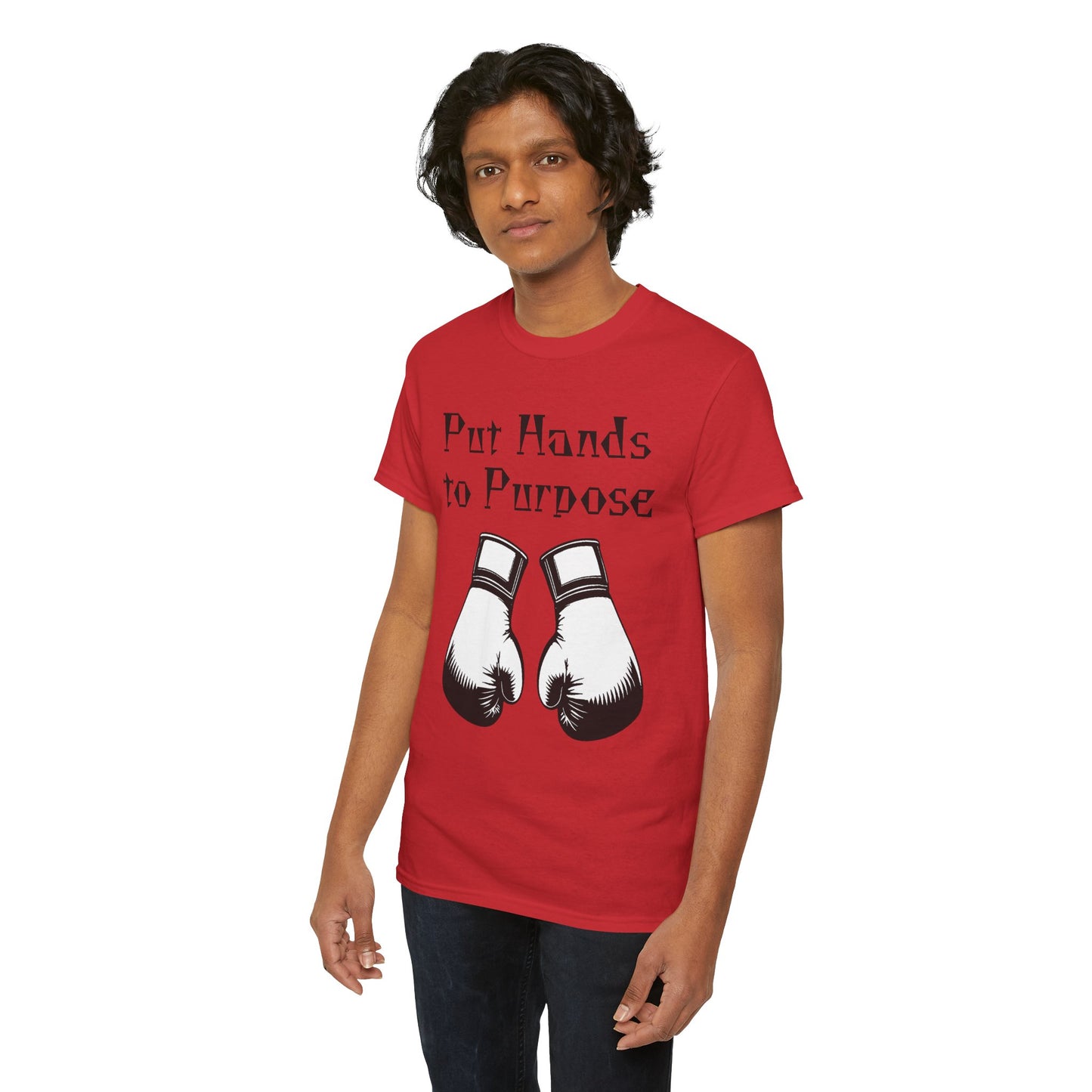 Boxing Tee, "Put Hands to Purpose" Unisex Heavy Cotton Shirt,
