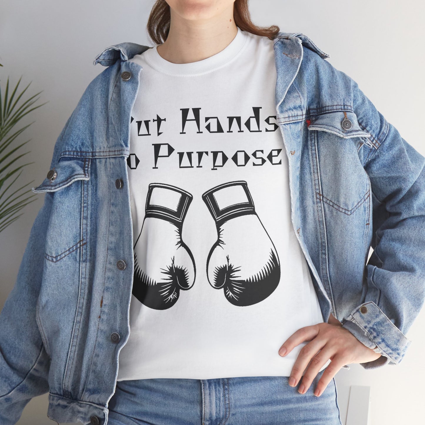 Boxing Tee, "Put Hands to Purpose" Unisex Heavy Cotton Shirt,