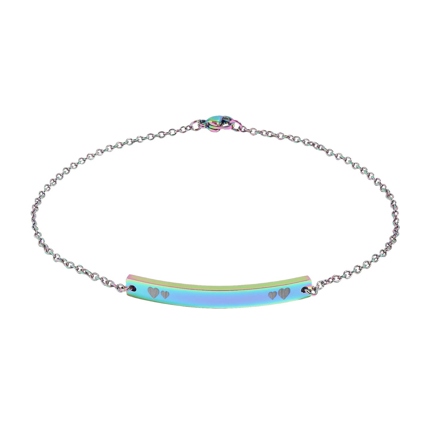 Engravable Curved Bar Anklet – Personalized Minimalist Chain for Gifts & Everyday Wear