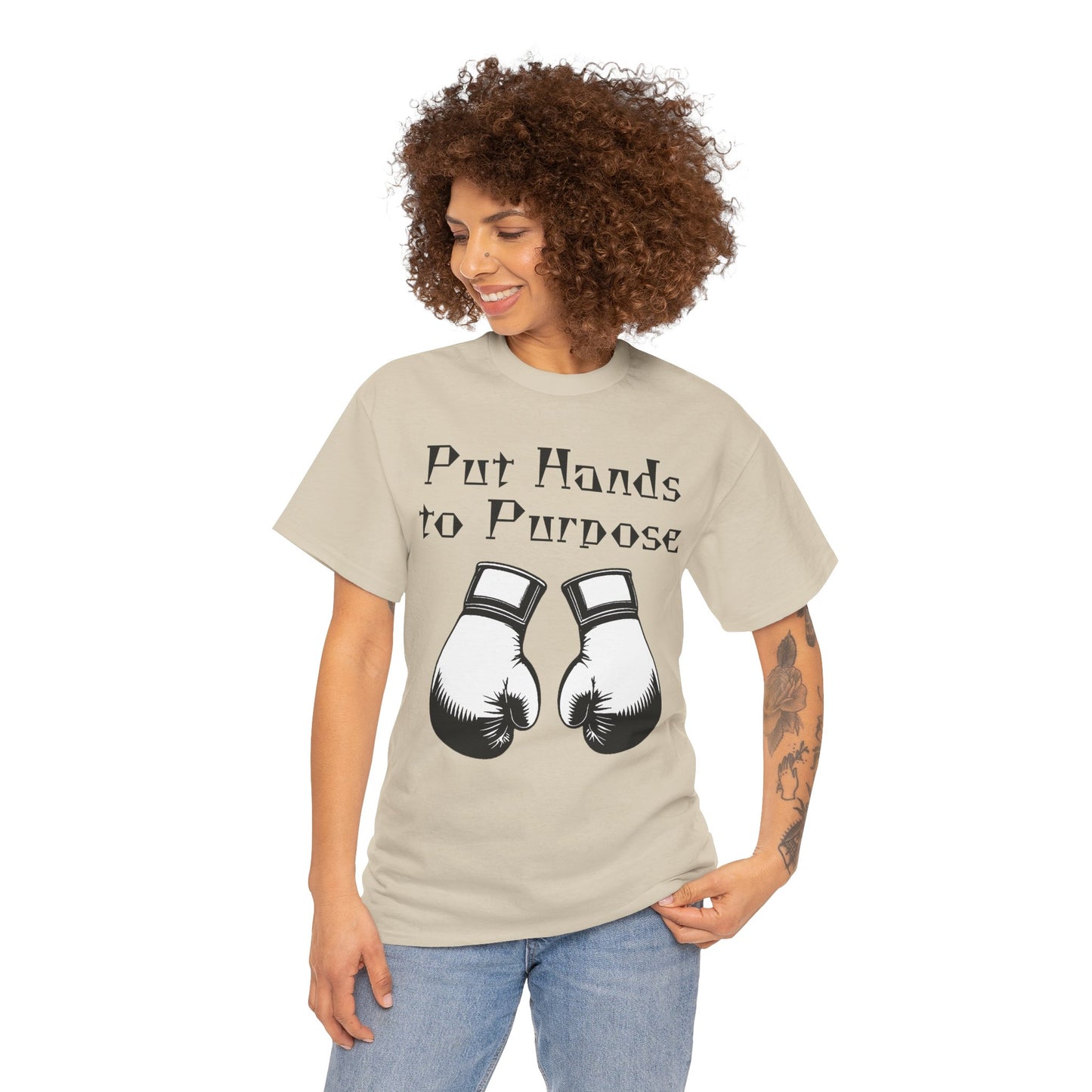 Boxing Tee, "Put Hands to Purpose" Unisex Heavy Cotton Shirt,