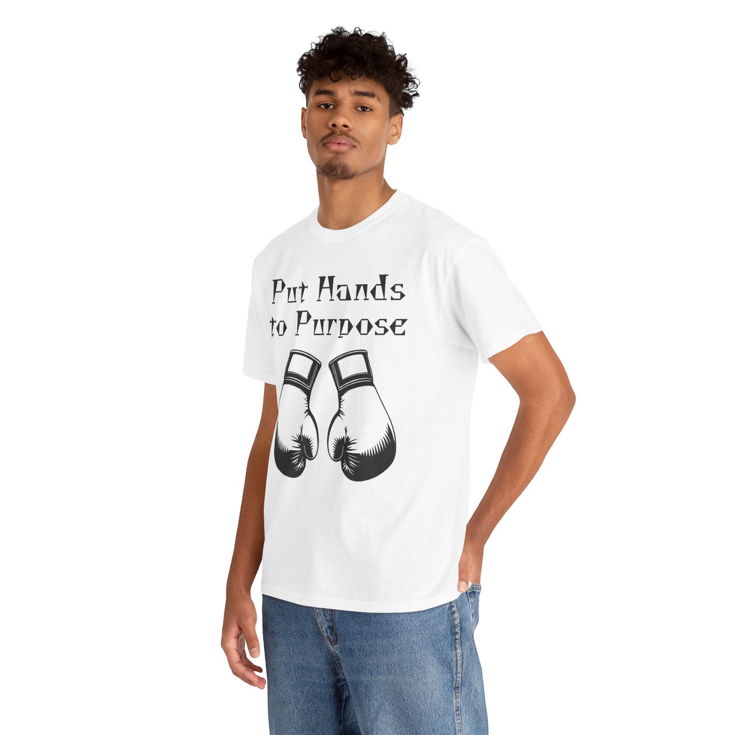 Boxing Tee, "Put Hands to Purpose" Unisex Heavy Cotton Shirt,