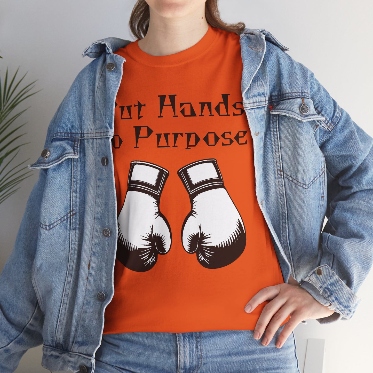 Boxing Tee, "Put Hands to Purpose" Unisex Heavy Cotton Shirt,