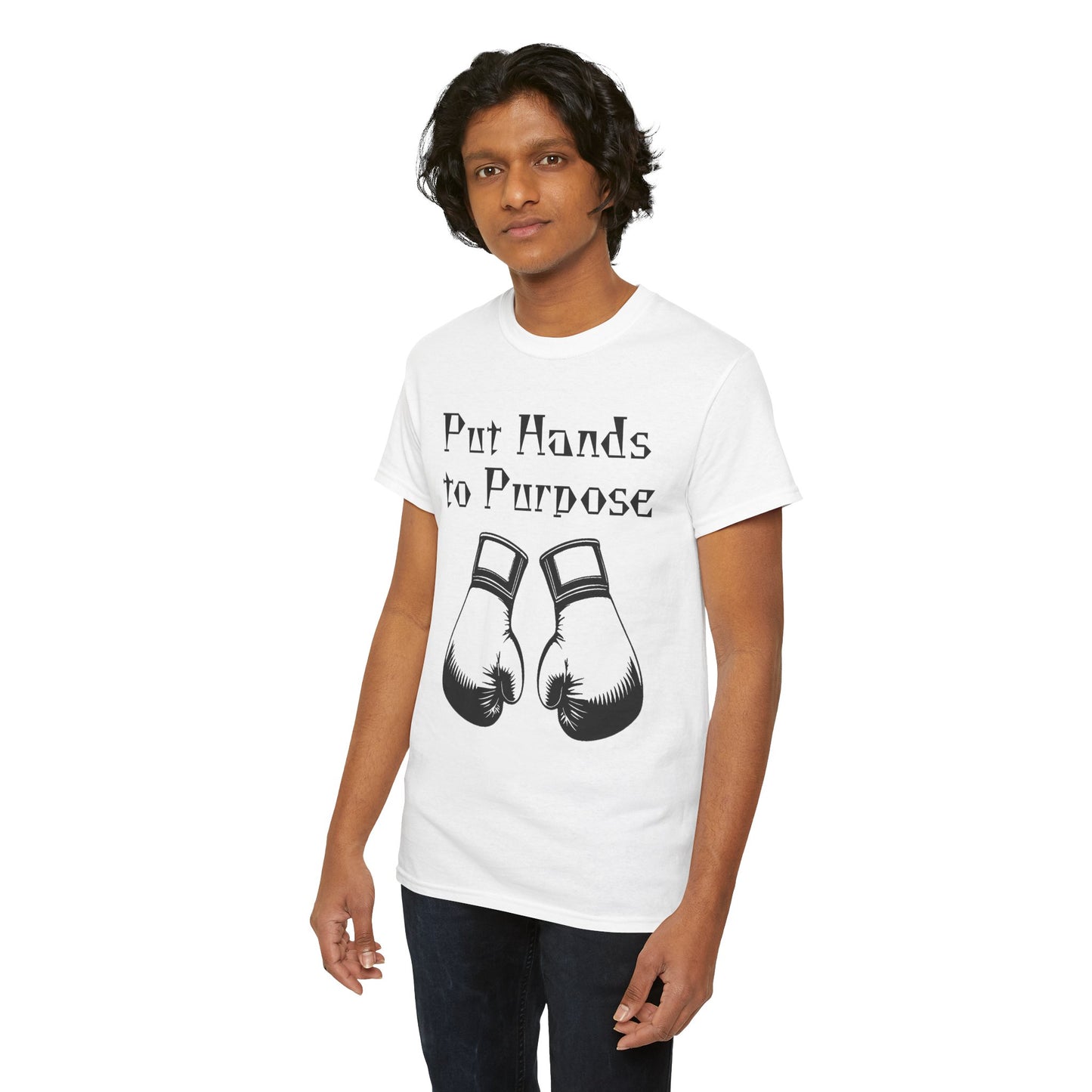Boxing Tee, "Put Hands to Purpose" Unisex Heavy Cotton Shirt,