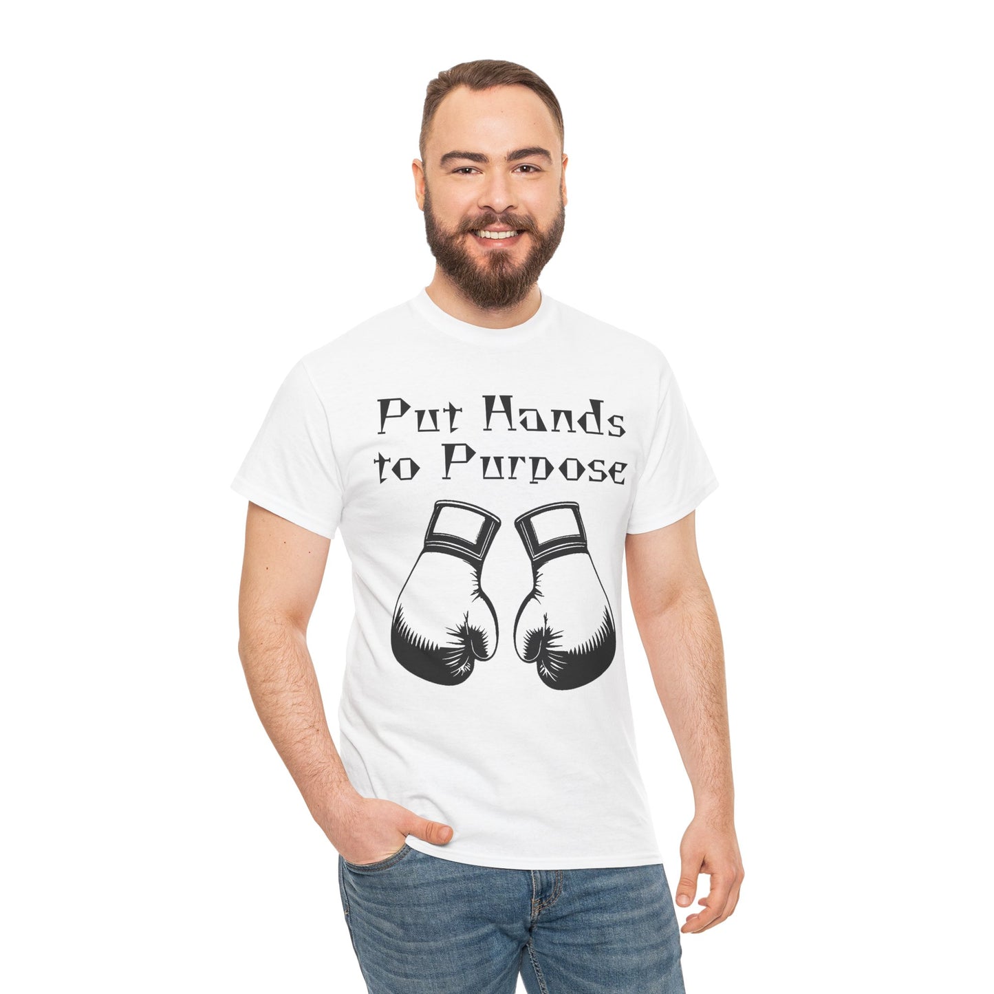 Boxing Tee, "Put Hands to Purpose" Unisex Heavy Cotton Shirt,