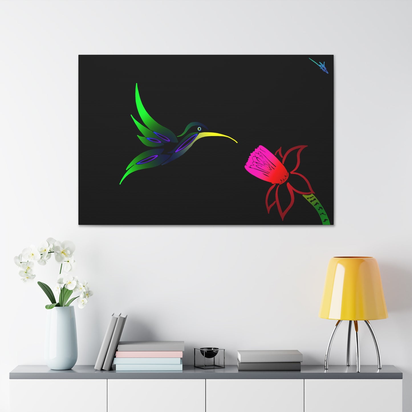 Canvas Wall Art - Humming Bird and Flower Design