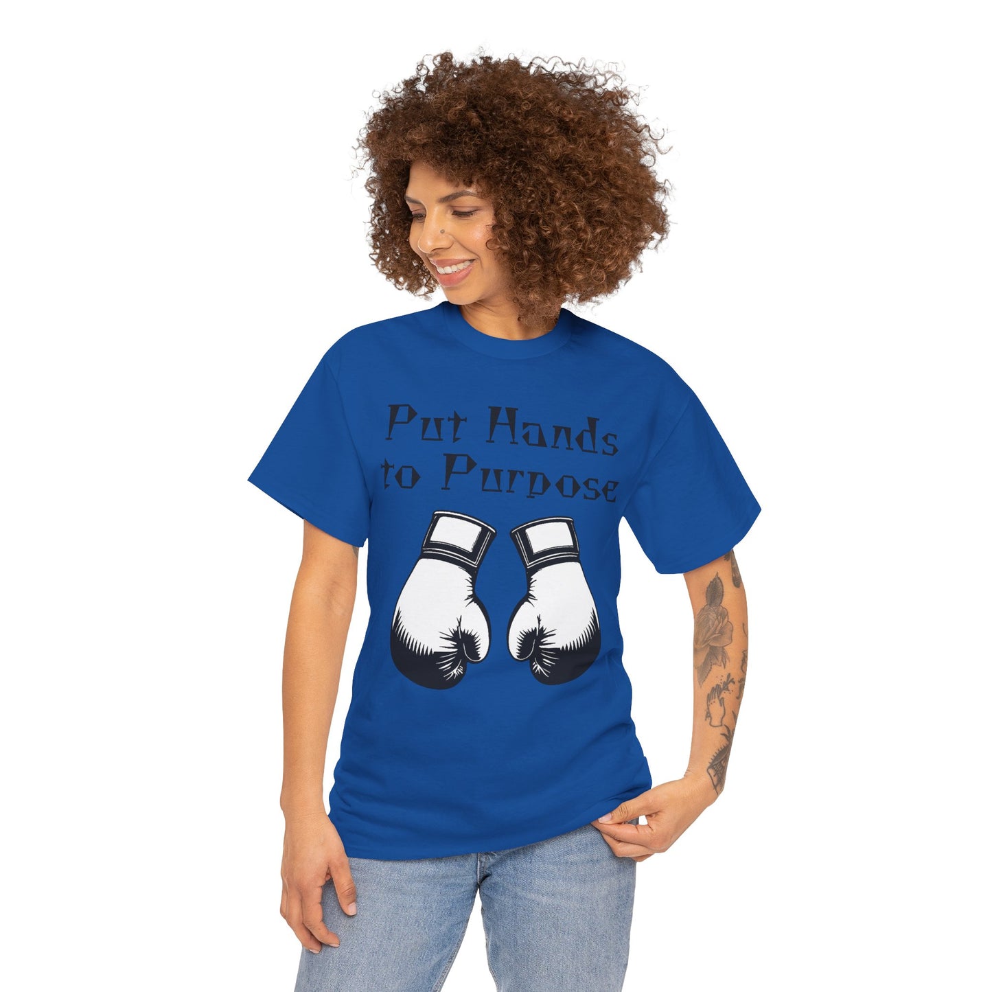 Boxing Tee, "Put Hands to Purpose" Unisex Heavy Cotton Shirt,