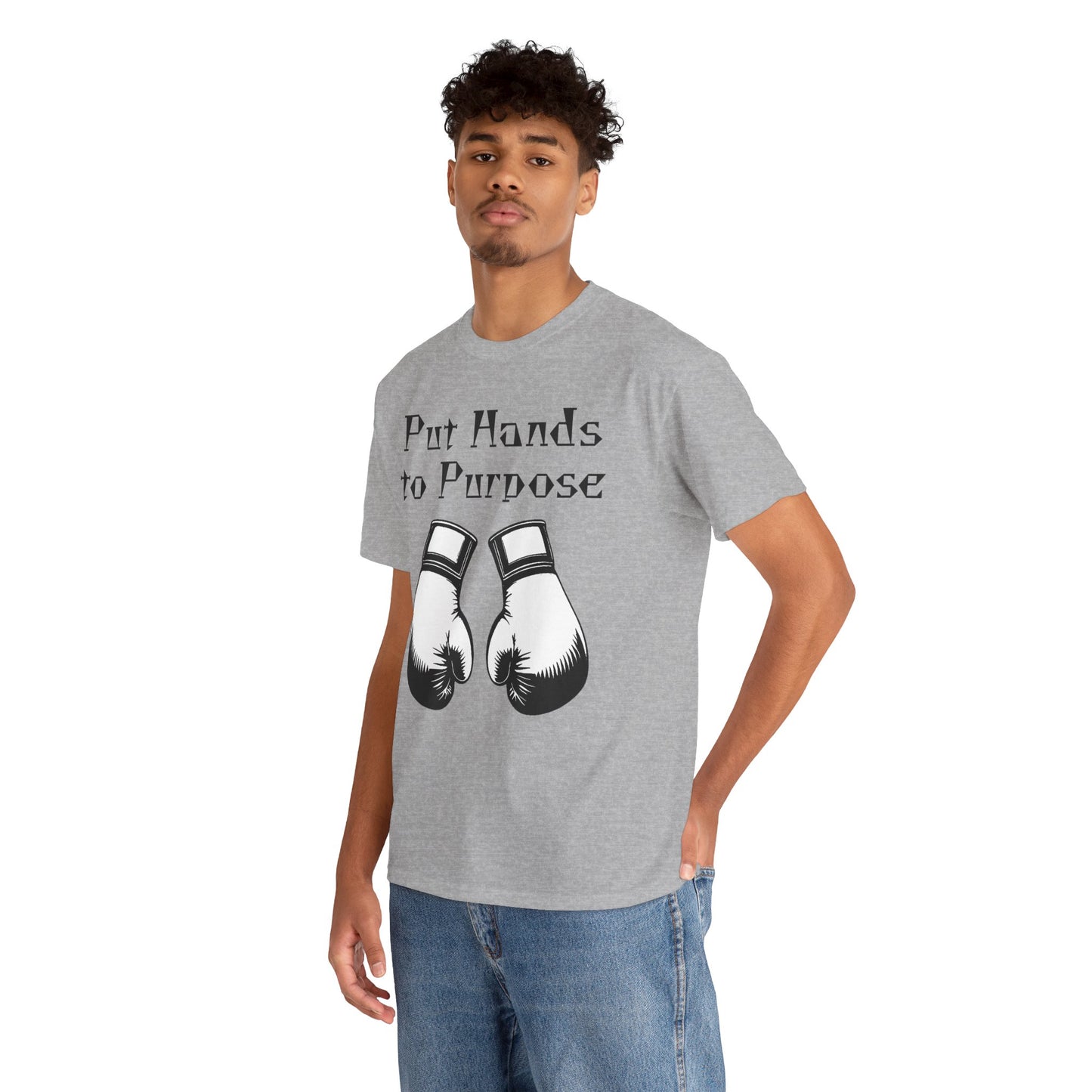 Boxing Tee, "Put Hands to Purpose" Unisex Heavy Cotton Shirt,