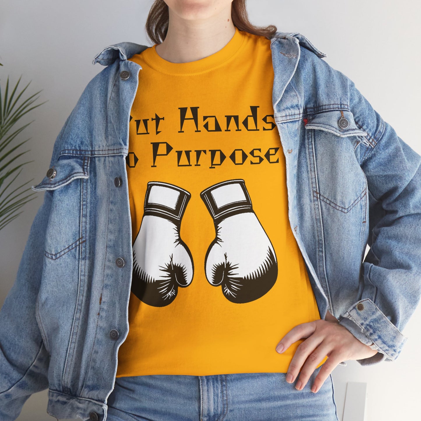 Boxing Tee, "Put Hands to Purpose" Unisex Heavy Cotton Shirt,