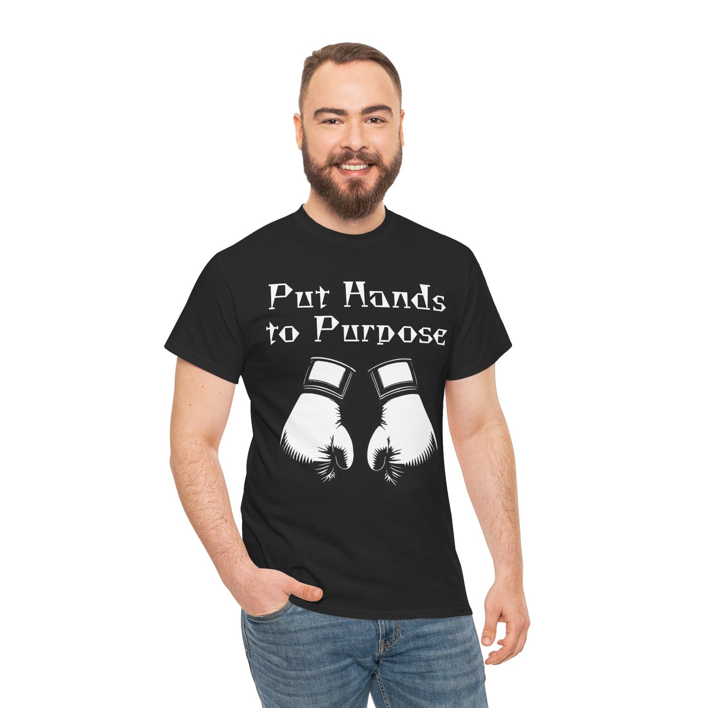 Boxing Tee, "Put Hands to Purpose" Unisex Heavy Cotton Shirt,