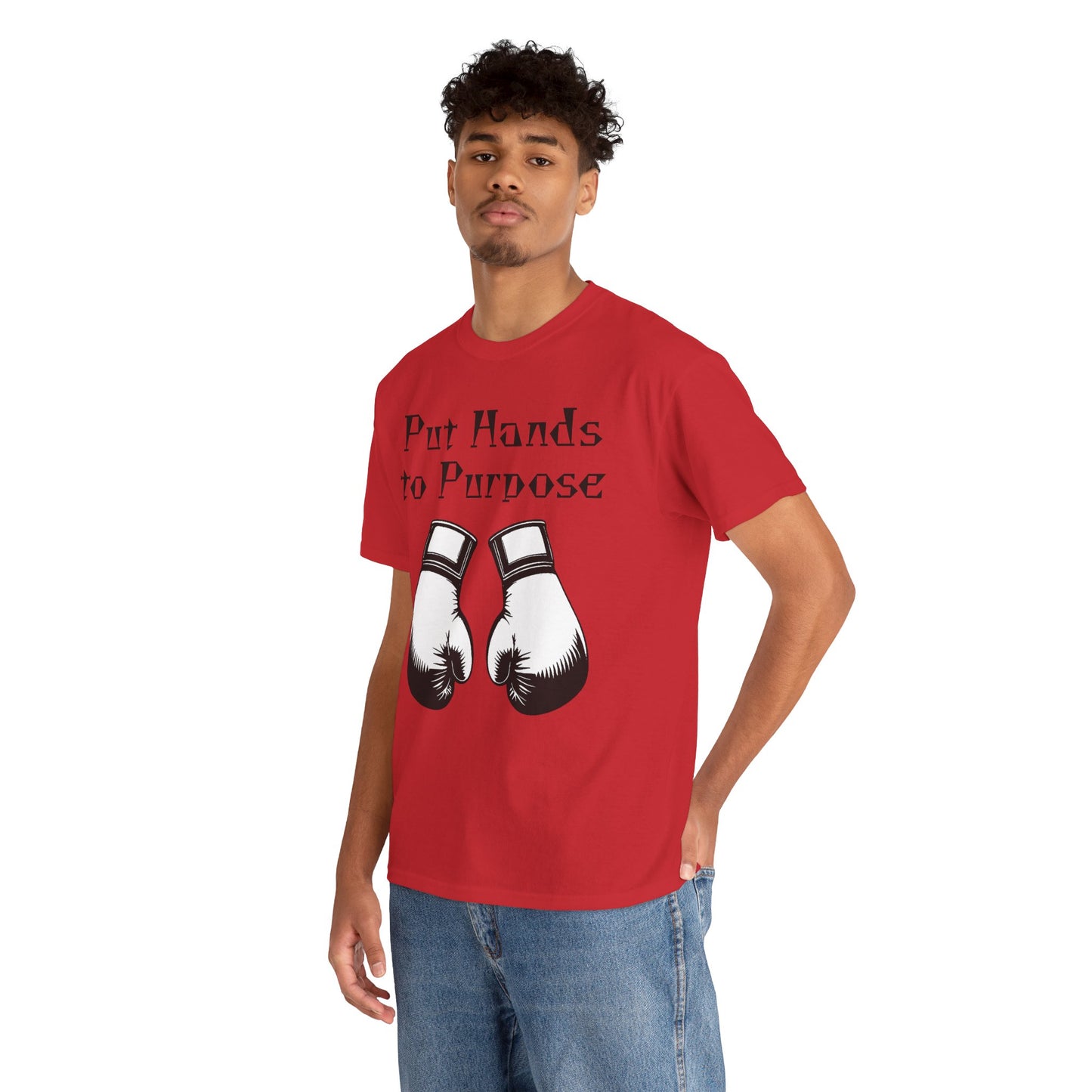 Boxing Tee, "Put Hands to Purpose" Unisex Heavy Cotton Shirt,