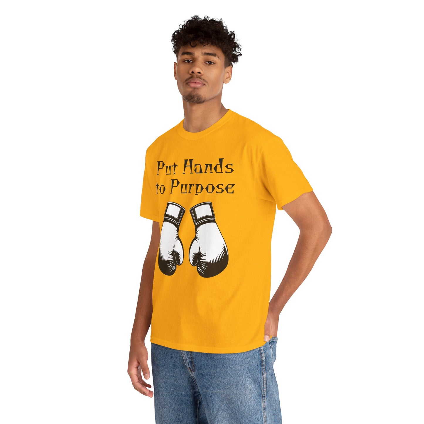 Boxing Tee, "Put Hands to Purpose" Unisex Heavy Cotton Shirt,