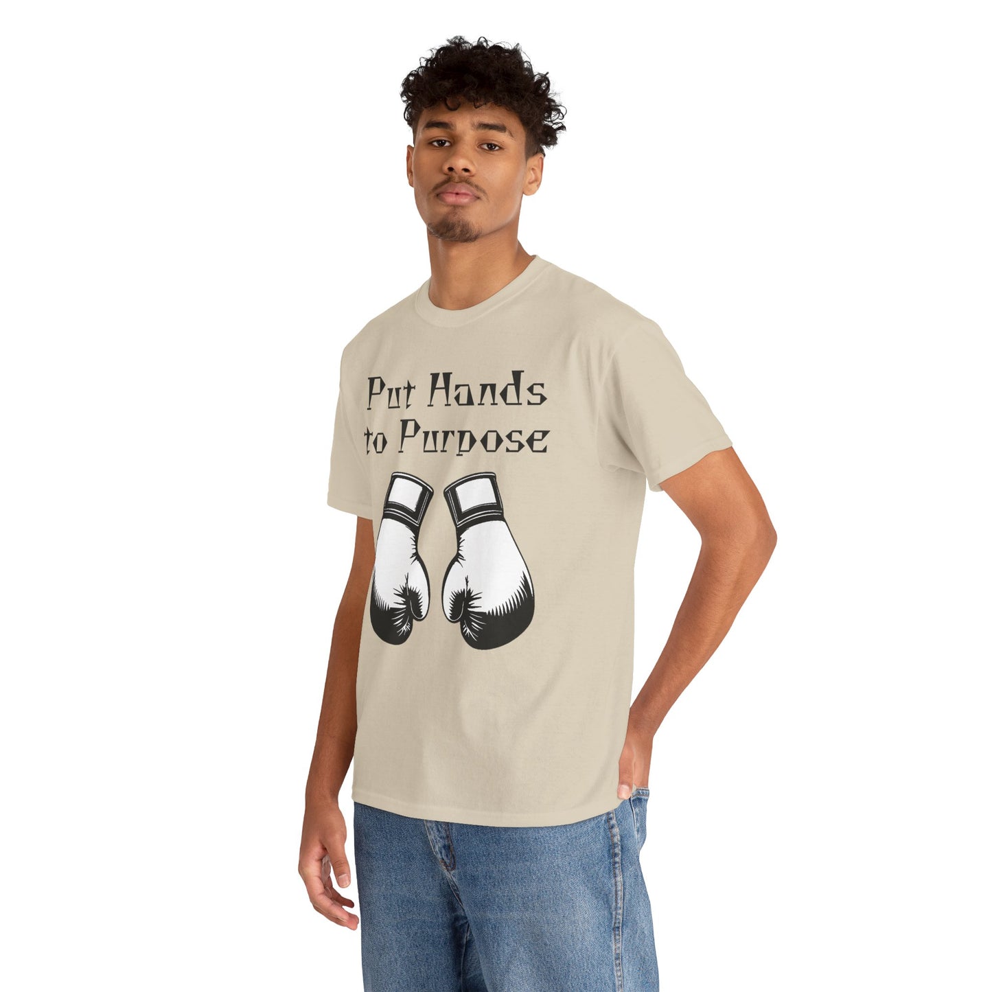 Boxing Tee, "Put Hands to Purpose" Unisex Heavy Cotton Shirt,