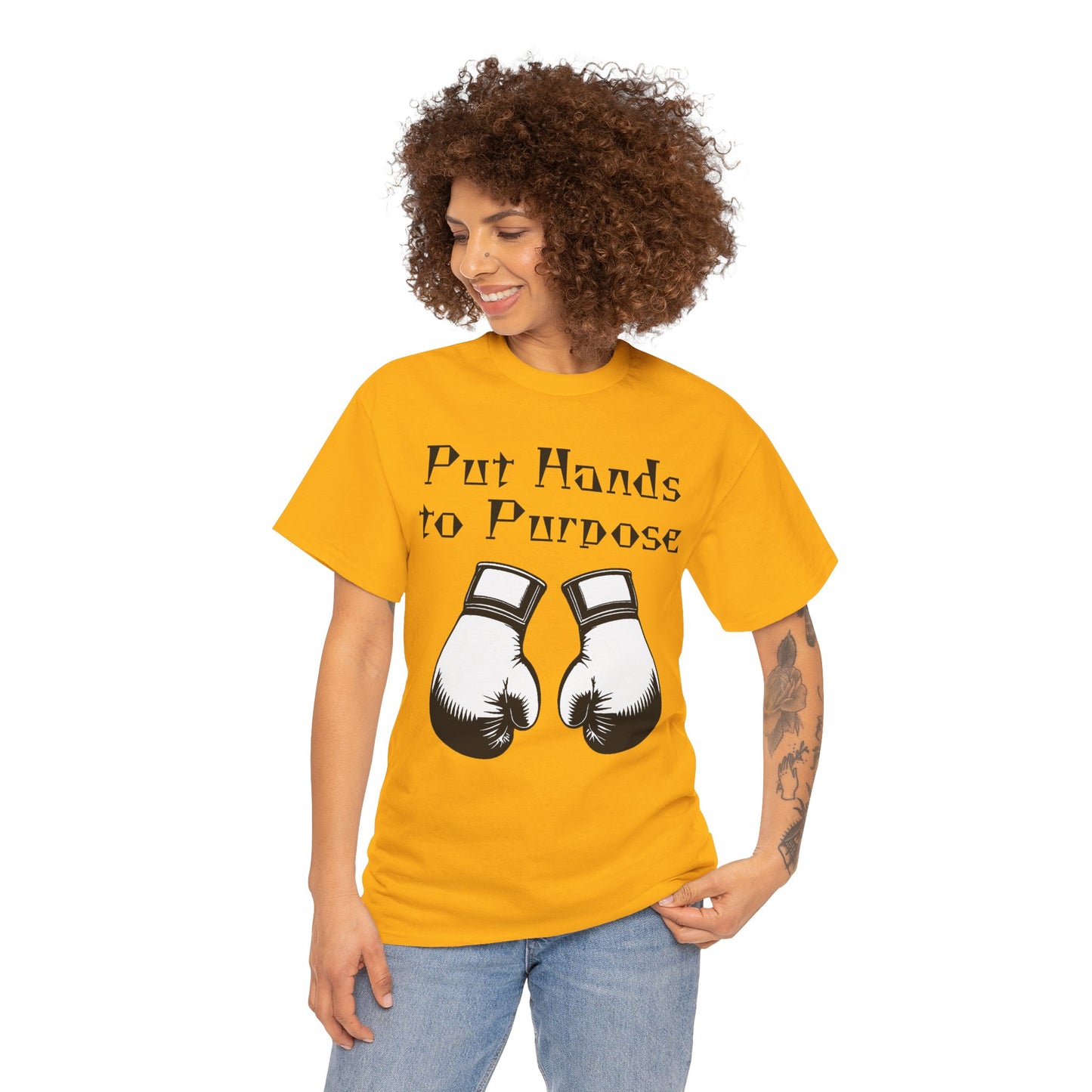Boxing Tee, "Put Hands to Purpose" Unisex Heavy Cotton Shirt,